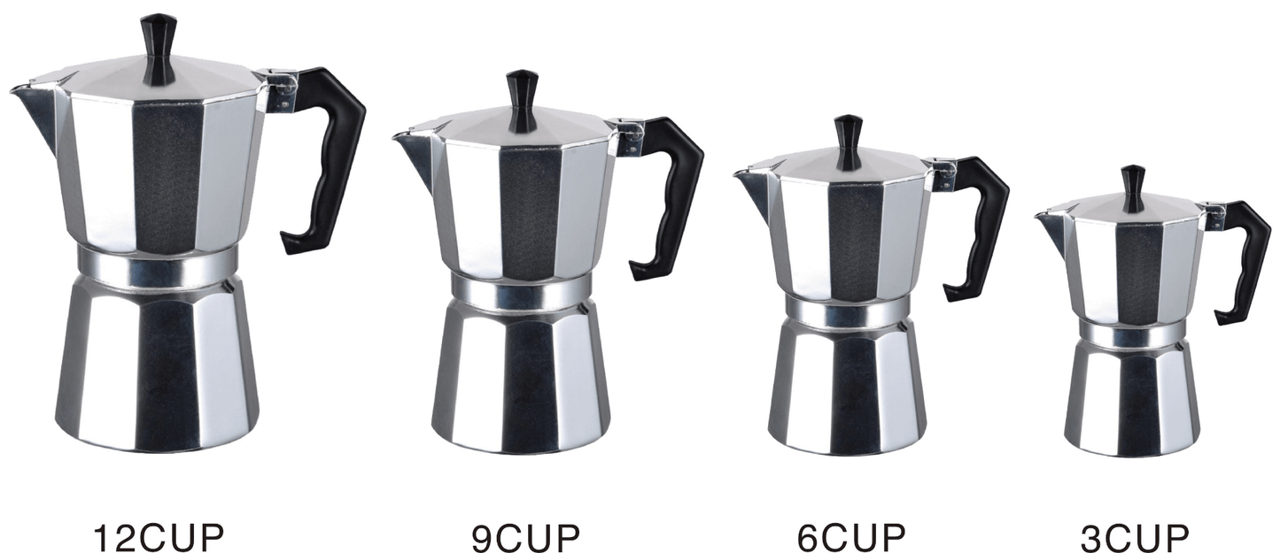 Classic Aluminum Espresso Maker: Stovetop Moka Pot - 4 Sizes! - Pantryjoy