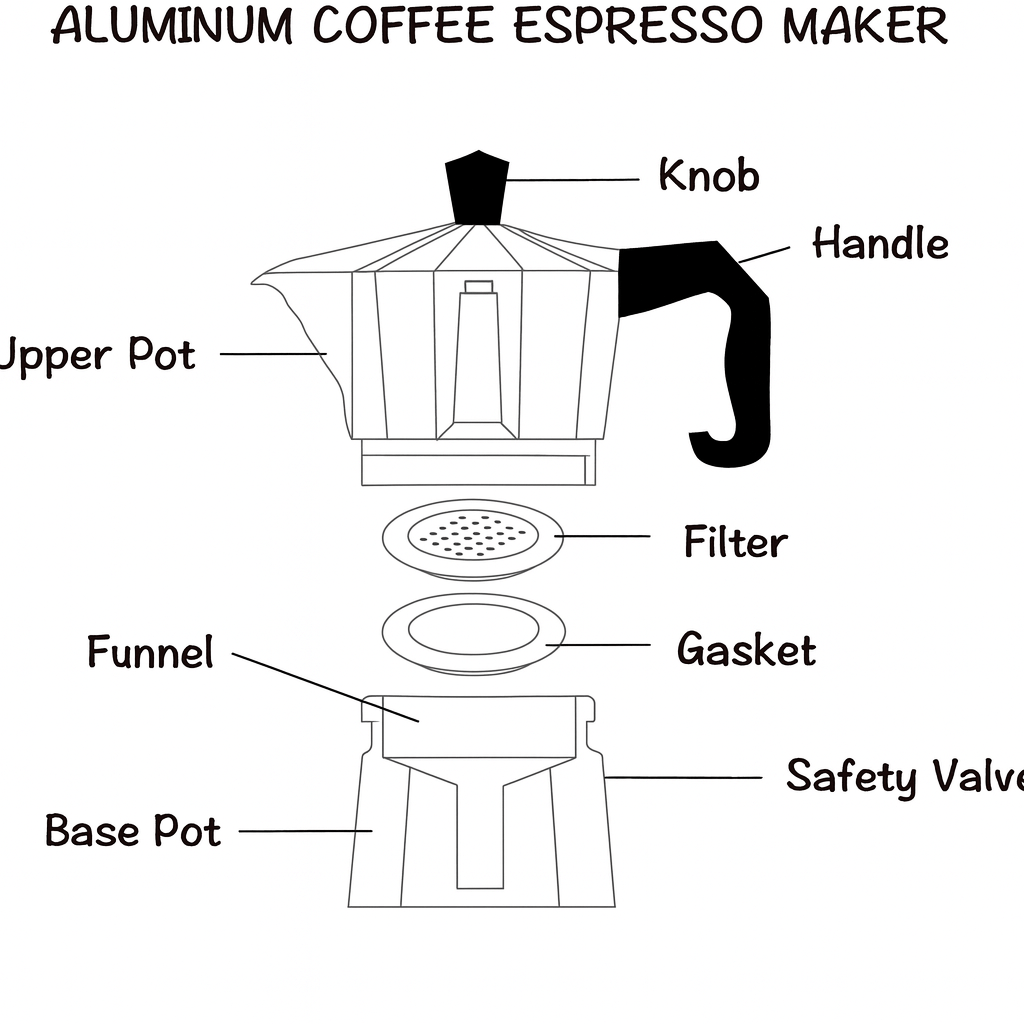 Classic Aluminum Espresso Maker: Stovetop Moka Pot - 4 Sizes! - Pantryjoy