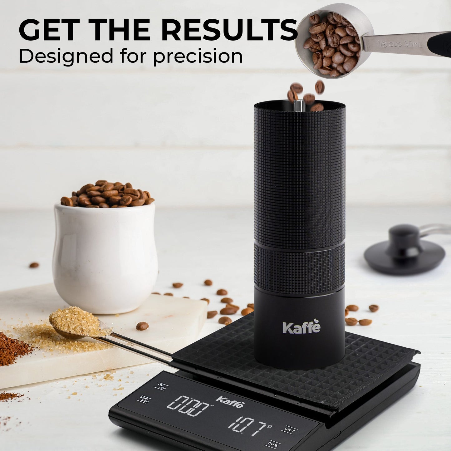 Kaffe Manual Burr Coffee Grinder, Stainless Steel Burr, KF2071