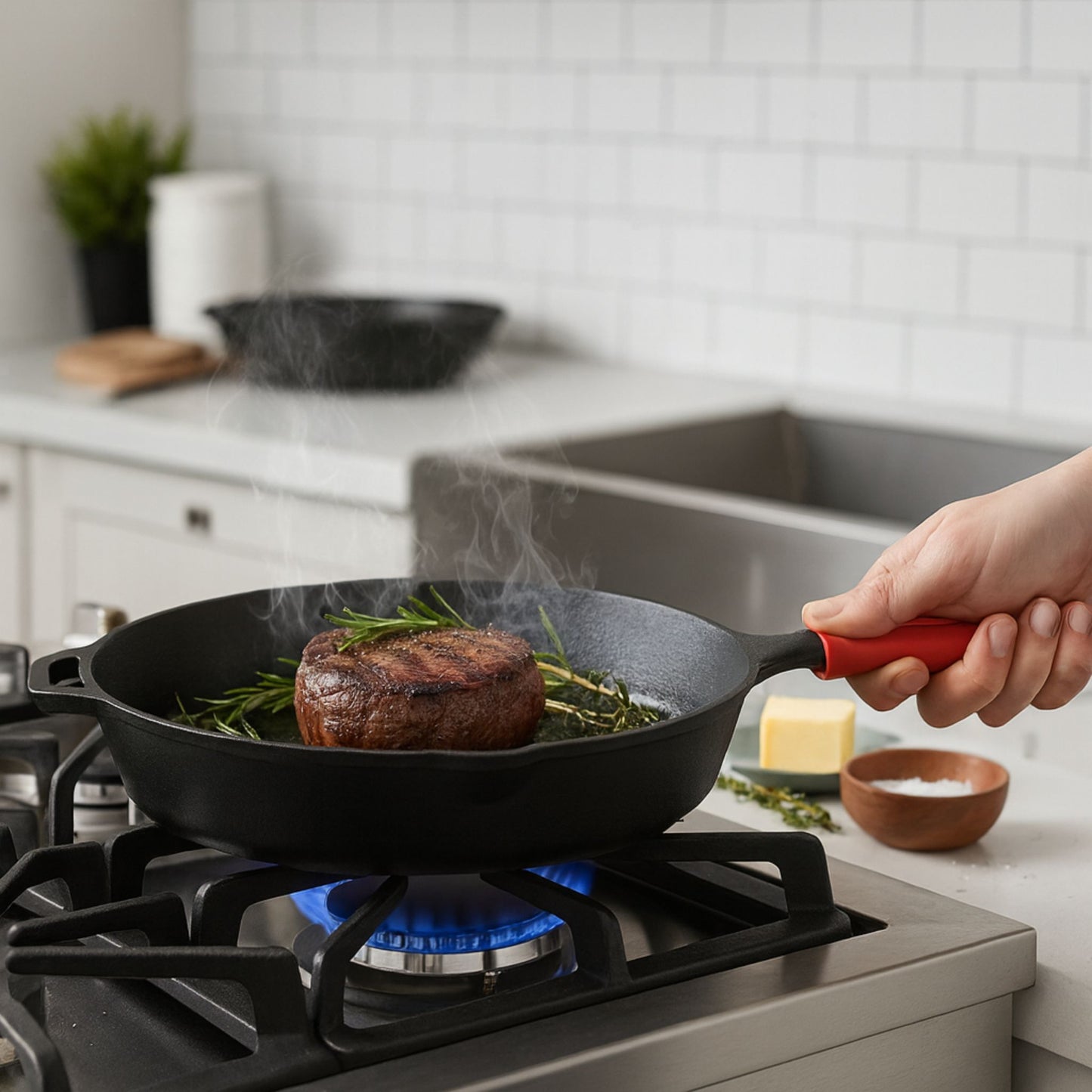 4-Piece Cast Iron Skillet Set -Pre-Seasoned (6", 8", 10", 12") – Oven & Induction Compatible Cookware