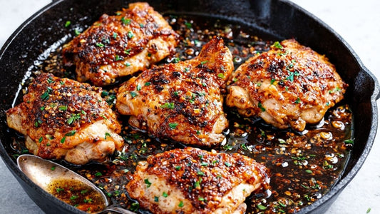 Crispy Garlic Butter Cast Iron Chicken Thighs