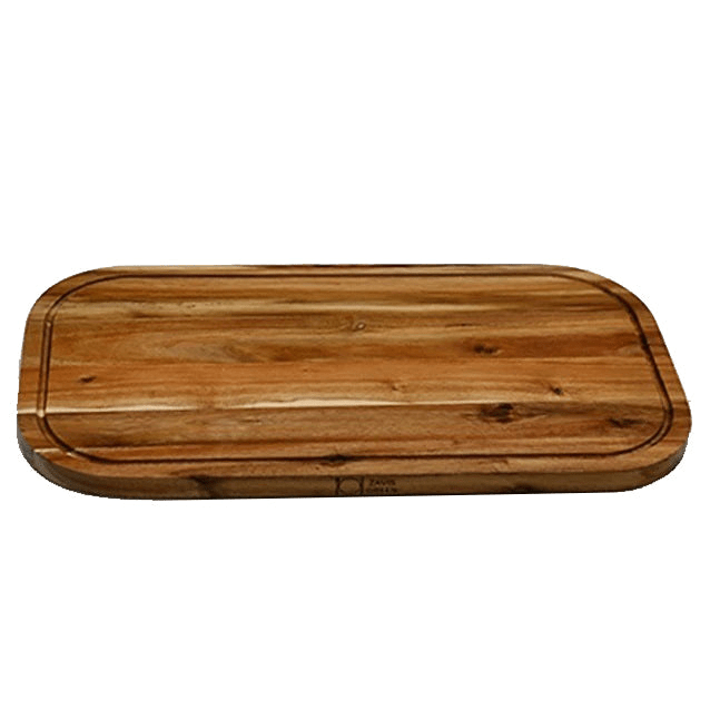 Zavis Green Acacia Wood Serving Rounded Cutting Board With Juice Groove 20" X 11" | Dishwasher Safe - Pantryjoy