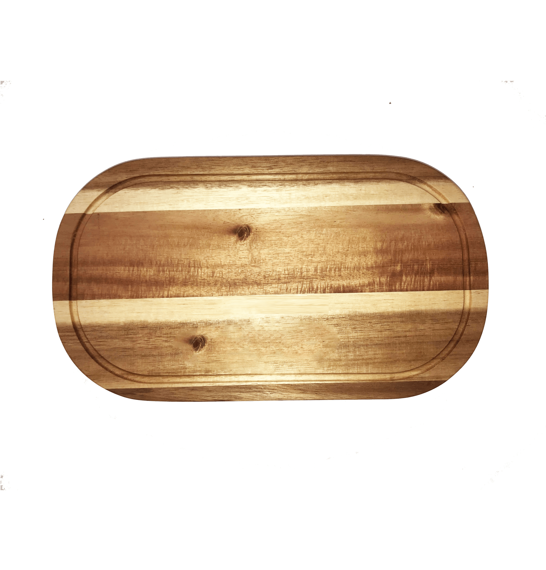 Zavis Green Acacia Wood Serving Rounded Cutting Board With Juice Groove 20" X 11" | Dishwasher Safe - Pantryjoy