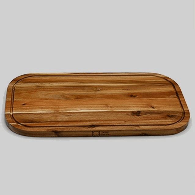 Zavis Green Acacia Wood Serving Rounded Cutting Board With Juice Groove 20" X 11" | Dishwasher Safe - Pantryjoy