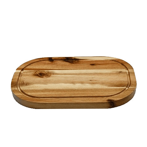 Zavis Green Acacia Wood Serving Rounded Cutting Board With Juice Groove 12" X 8" | Dishwasher Safe - Pantryjoy