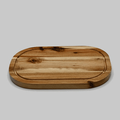 Zavis Green Acacia Wood Serving Rounded Cutting Board With Juice Groove 12" X 8" | Dishwasher Safe - Pantryjoy