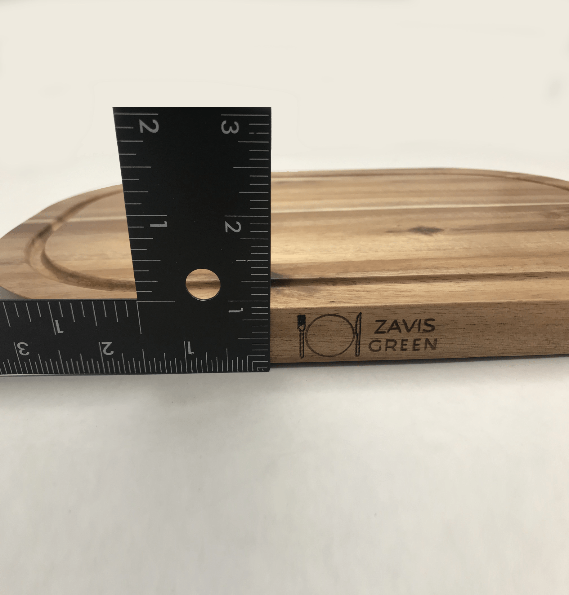 Zavis Green Acacia Wood Serving Rounded Cutting Board With Juice Groove 12" X 8" | Dishwasher Safe - Pantryjoy