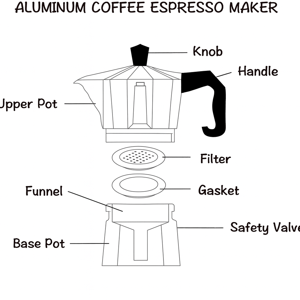 Classic Aluminum Espresso Maker: Stovetop Moka Pot- 4 Sizes!