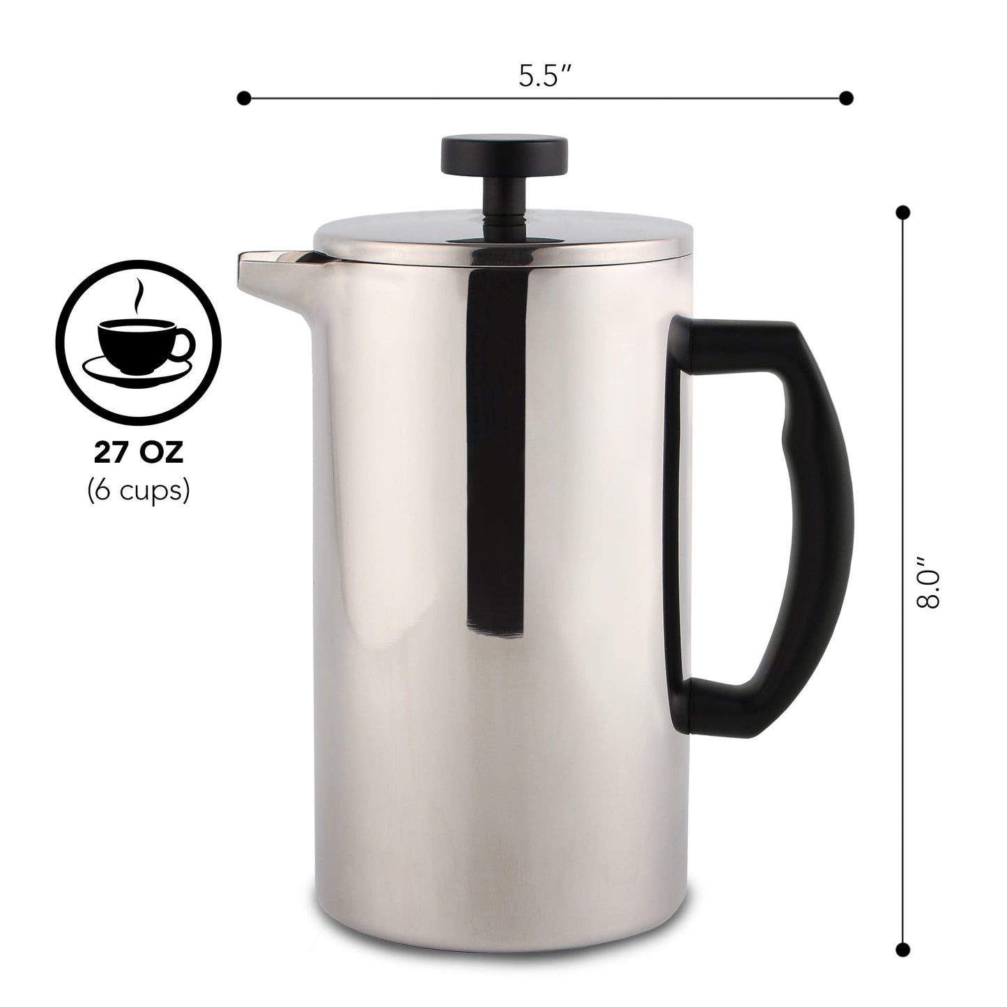 Kaffe KF1020 Stainless Steel French Press