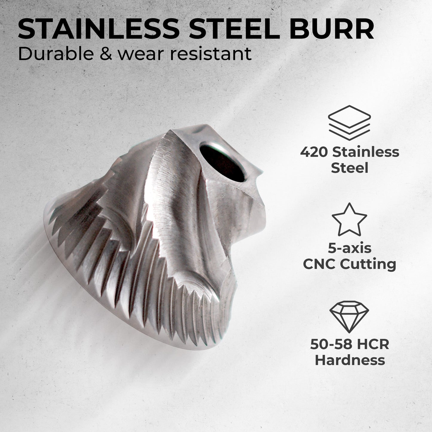 Kaffe Manual Burr Coffee Grinder, Stainless Steel Burr, KF2071